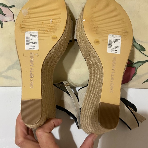 Saks Fifth Ave Espadrille Wedge Sandal size 9.5 - Picture 5 of 9